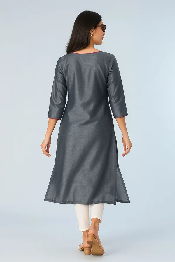 Grey_Chanderi_Premium_&_Elegant_Kurta_For_Women