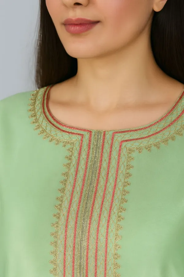 Light_Green_Chanderi_Premium_&_Elegant_Kurta_For_Women