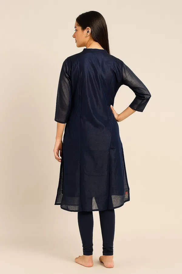 Dark_Blue_Chanderi_Premium_&_Elegant_Kurta_For_Women