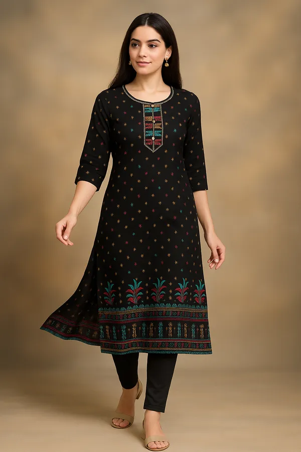 Creation_Rayon_Black_Straight_Kurti