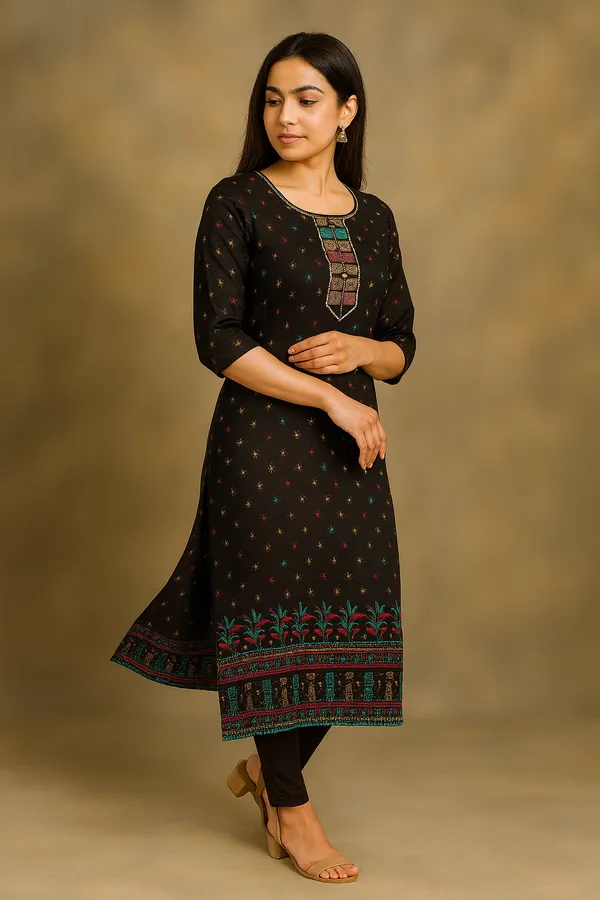 Creation_Rayon_Black_Straight_Kurti