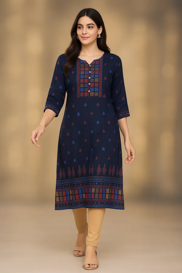 Creation_Rayon_Blue_Straight_Kurti