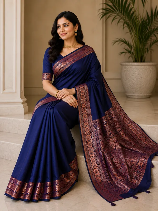 Navy_Blue_Copper_Elegance_Saree