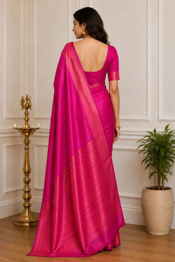 Royal_Pink_Banarasi_Silk_Saree_with_Intricate_Golden_Zari_Border