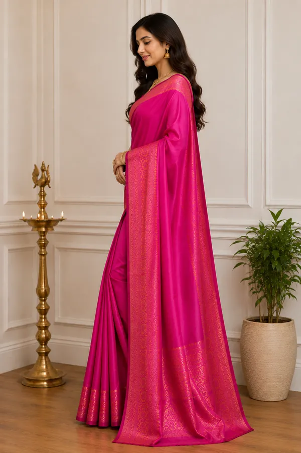 Royal_Pink_Banarasi_Silk_Saree_with_Intricate_Golden_Zari_Border