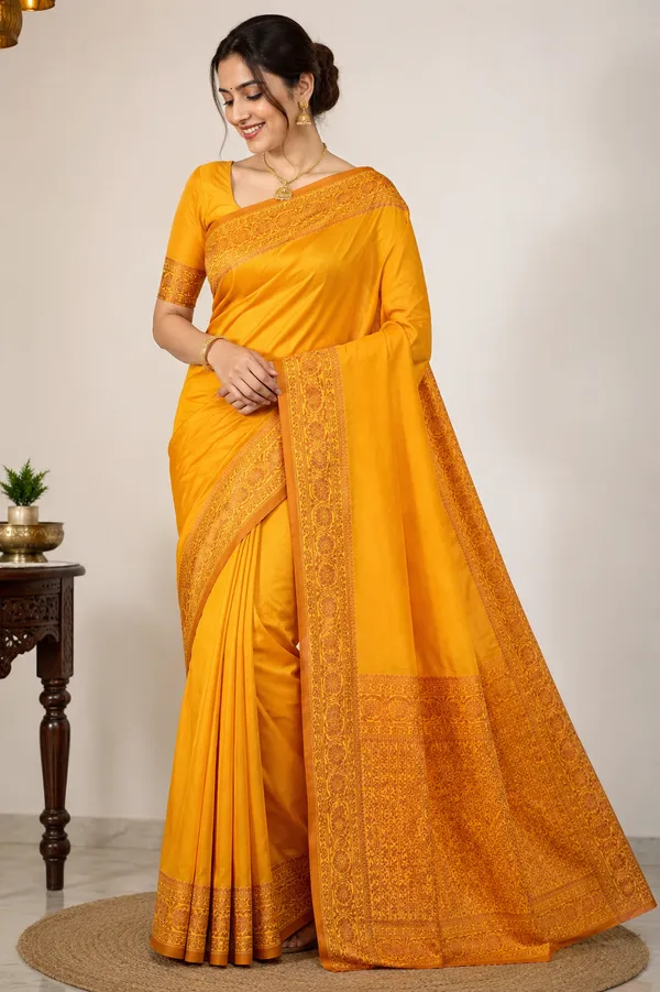 Mustard_Yellow_Silk_Saree_with_Intricate_Golden_Zari_Border
