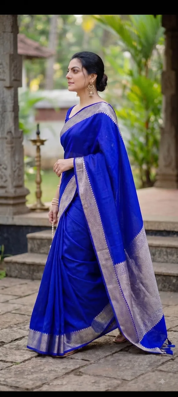 Royal_Blue_Silk_Saree_with_Silver_Zari_Border_&_Traditional_Woven_Detailing