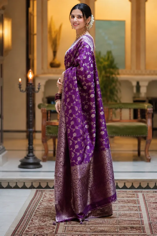 Royal_Purple_Banarasi_Silk_Saree_with_Intricate_Golden_Floral_Zari_Motifs_&_Traditional_Woven_Border