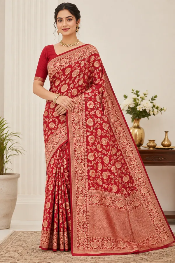 Elegant_Red_Banarasi_Silk_Saree_with_Intricate_Golden_Floral_Zari_Motifs_&_Rich_Traditional_Border
