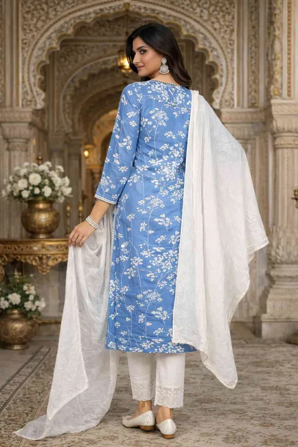 Pramil_Women_Cotton_Chikankari_Floral_Embroidered_Straight_Kurta_|_Regular_Fit_Ethnic_Wear_Indian_Traditional_Suit_Kurta_Set_with_Dupatta_|_Blue_Indian_Ethnic_Casual_Wear