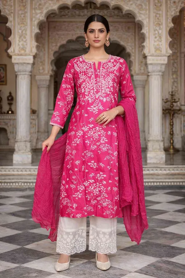 Pramil_Women_Cotton_Chikankari_Floral_Embroidered_Straight_Kurta_|_Regular_Fit_Ethnic_Wear_Indian_Traditional_Suit_Kurta_Set_with_Dupatta_|_Pink_Indian_Ethnic_Casual_Wear