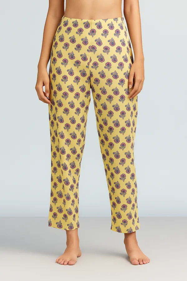 Cotton_Yellow_Floral_Handblock_Printed_Straight_Pants