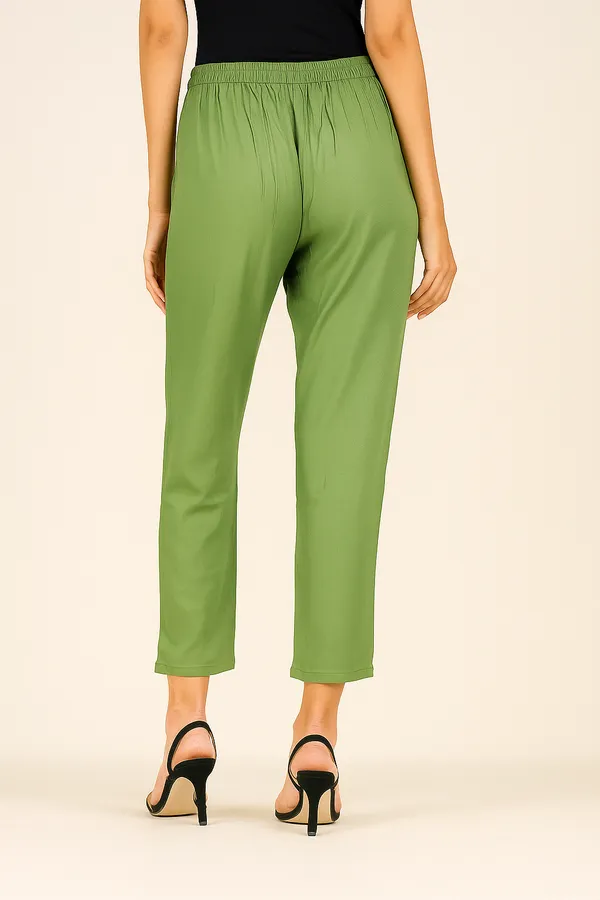 Rayon_Solid_Green_Straight_Fit_Women’s_Pants