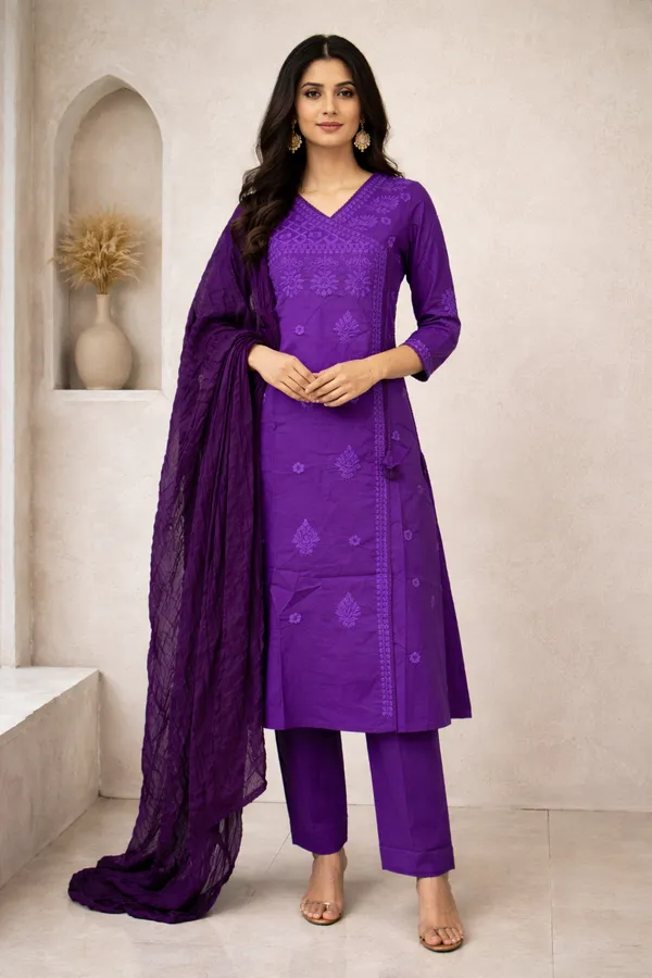 Royal_Purple_Embroidered_Cotton_Kurta_Pant_Set_with_Matching_Dupatta