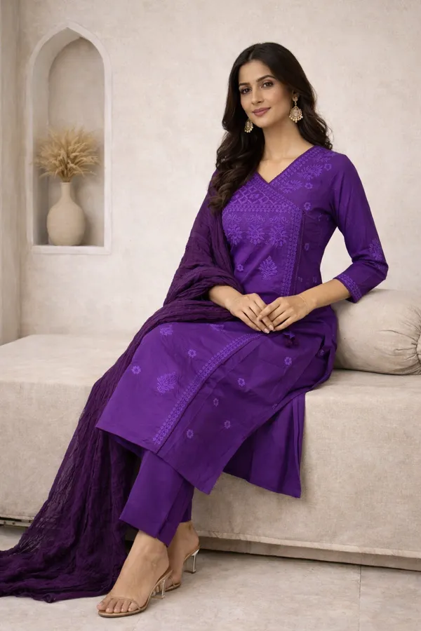 Royal_Purple_Embroidered_Cotton_Kurta_Pant_Set_with_Matching_Dupatta