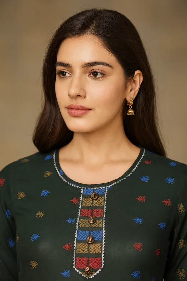 Creation_Rayon_Green_Mystic_Motif_Kurti