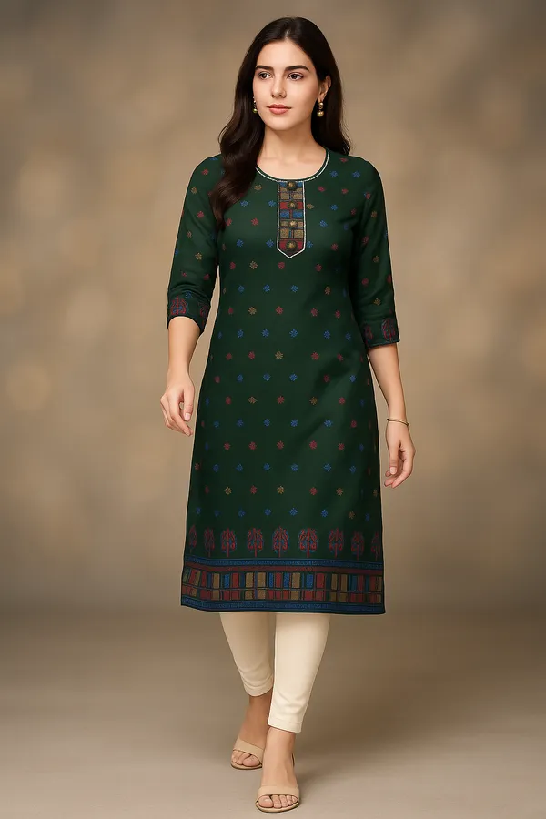 Creation_Rayon_Green_Mystic_Motif_Kurti