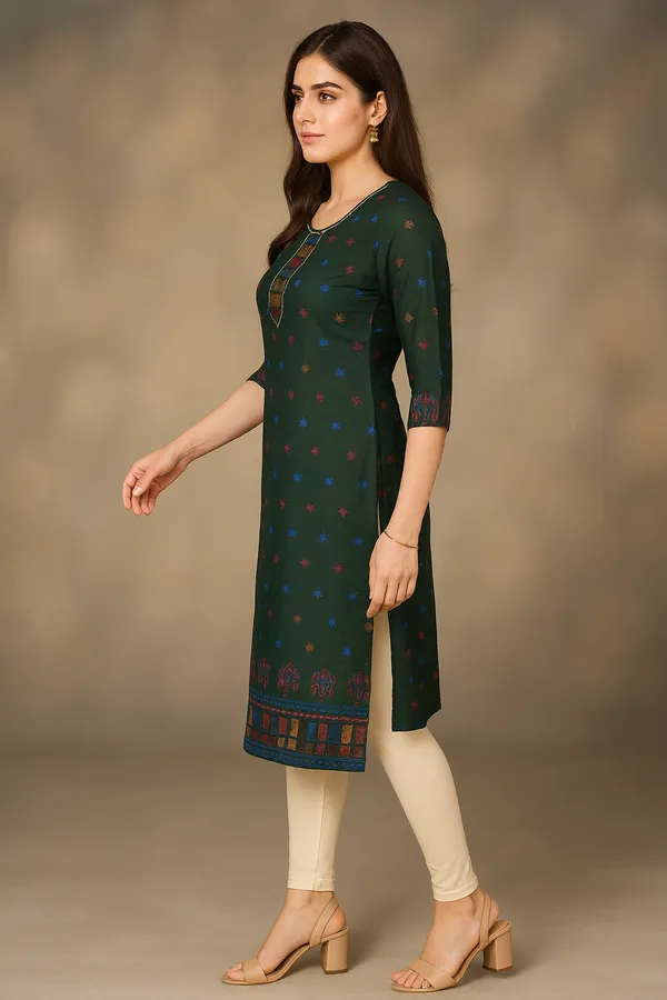 Creation_Rayon_Green_Mystic_Motif_Kurti