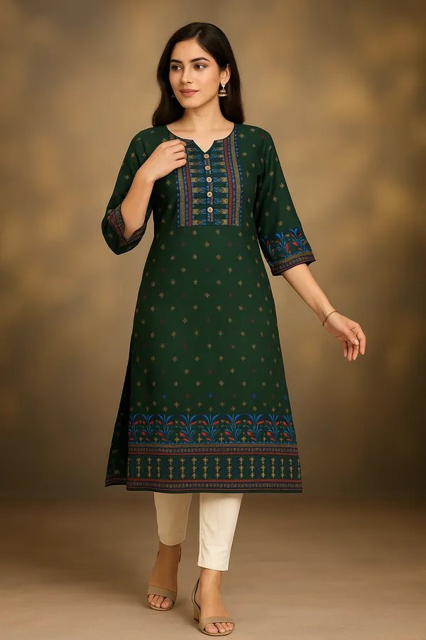 Creation_Rayon_Green_Straight_Kurti