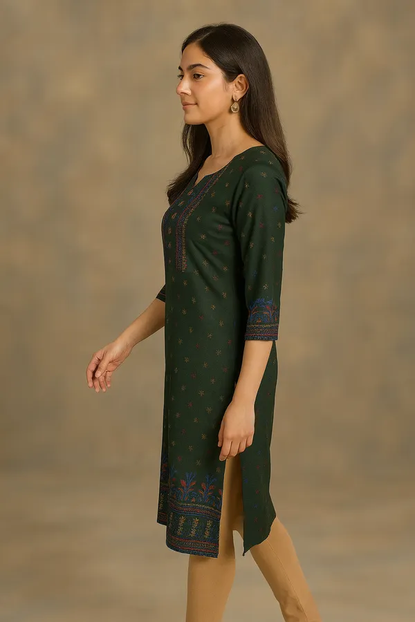 Creation_Rayon_Green_Straight_Kurti