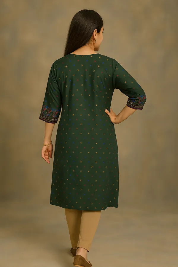 Creation_Rayon_Green_Straight_Kurti