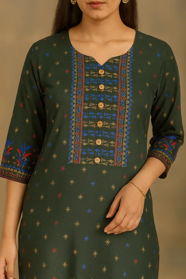 Creation_Rayon_Green_Straight_Kurti
