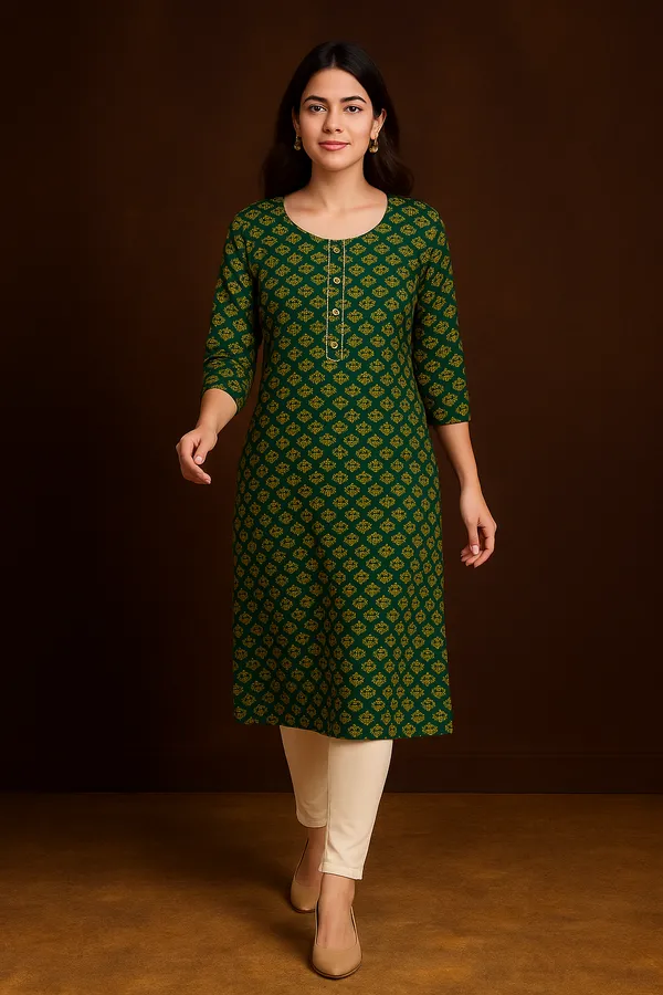 Creation_Rayon_Green_Heritage_Printed_Kurti