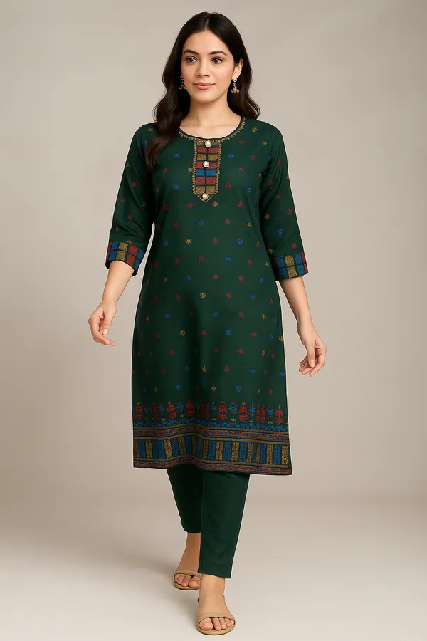 Creation_Rayon_Green_Mystic_Motif_Kurti