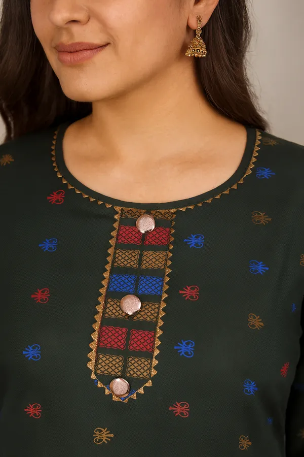 Creation_Rayon_Green_Mystic_Motif_Kurti