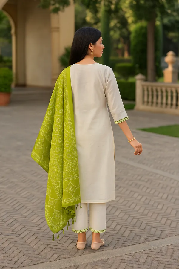 Multicolor_Khadi_Premium_&_Elegant_Kurta_&_Pant_With_Dupatta_For_Women