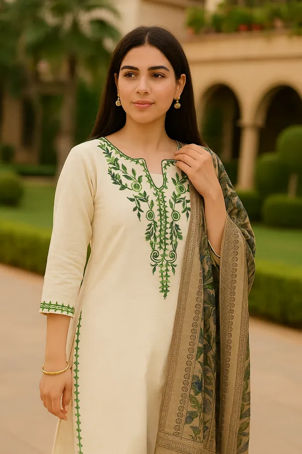 Multicolor_Khadi_Premium_&_Elegant_Kurta_&_Pant_With_Dupatta_For_Women