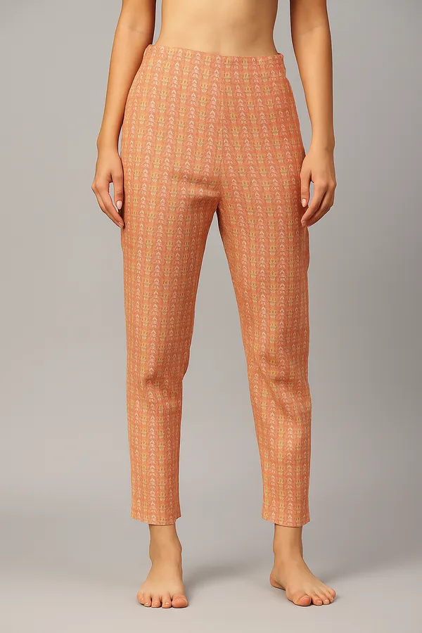 Peach_Ethnic_Printed_Straight_Fit_Cotton_Pants