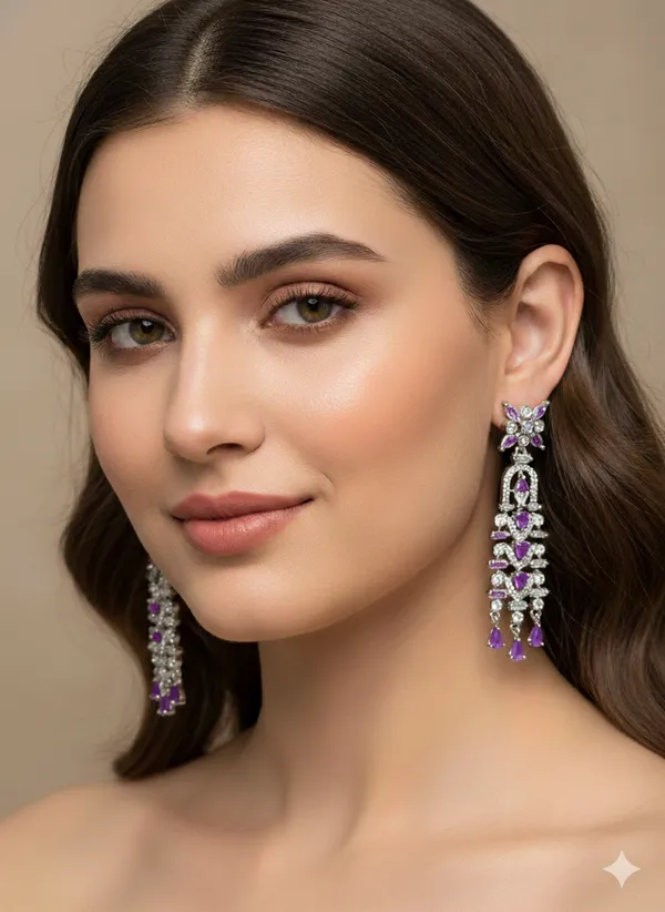 Aqua_Stone_Silver_Plating_Traditional_Cz_Earrings_For_Women