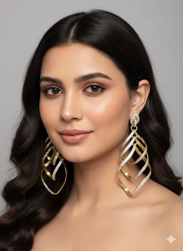 White_Stone_Two_Tone_Platingtraditional_Cz_Earrings_For_Women