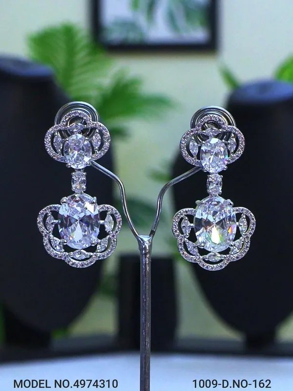 White_Stone_Silver_Plating_Traditional_Cz_Earrings_For_Women