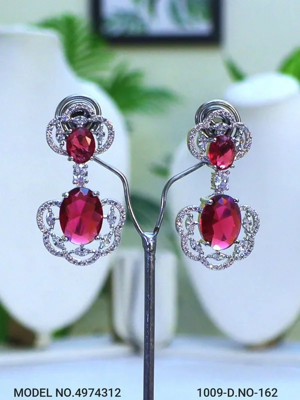 Red_Stone_Silver_Plating_Traditional_Cz_Earrings_For_Women