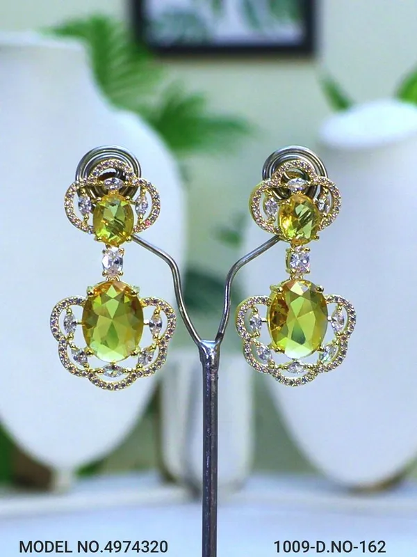 Yellow_Stone_Golden_Plating_Traditional_Cz_Earrings_For_Women