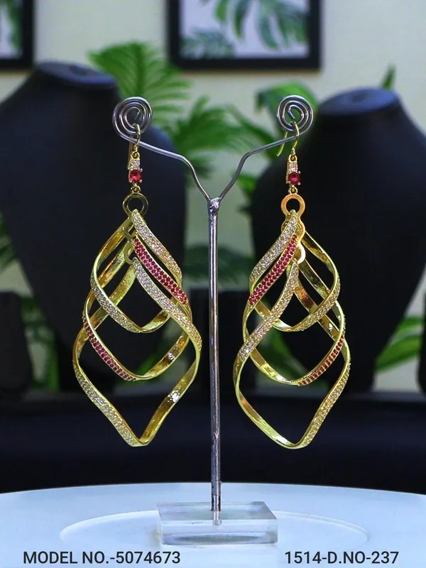 Ruby_Stone_Two_Tone_Platingtraditional_Cz_Earrings_For_Women