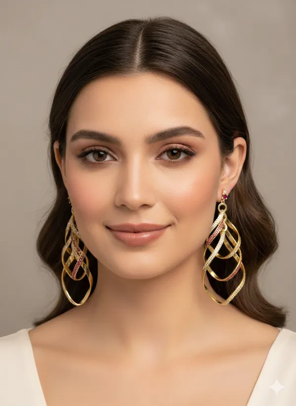 Ruby_Stone_Two_Tone_Platingtraditional_Cz_Earrings_For_Women