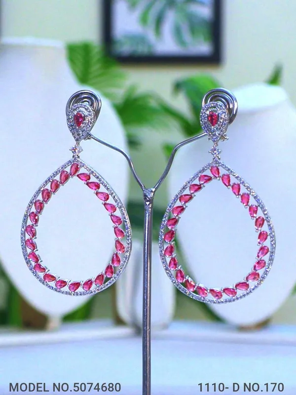 Red_Stone_Silver_Plating_Traditional_Cz_Earrings_For_Women