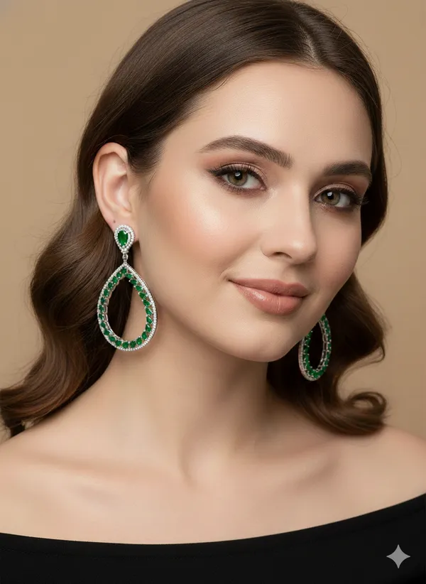 Green_Stone_Silver_Plating_Traditional_Cz_Earrings_For_Women