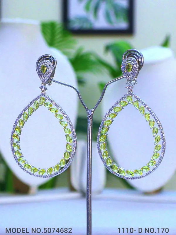 Yellow_Stone_Silver_Plating_Traditional_Cz_Earrings_For_Women