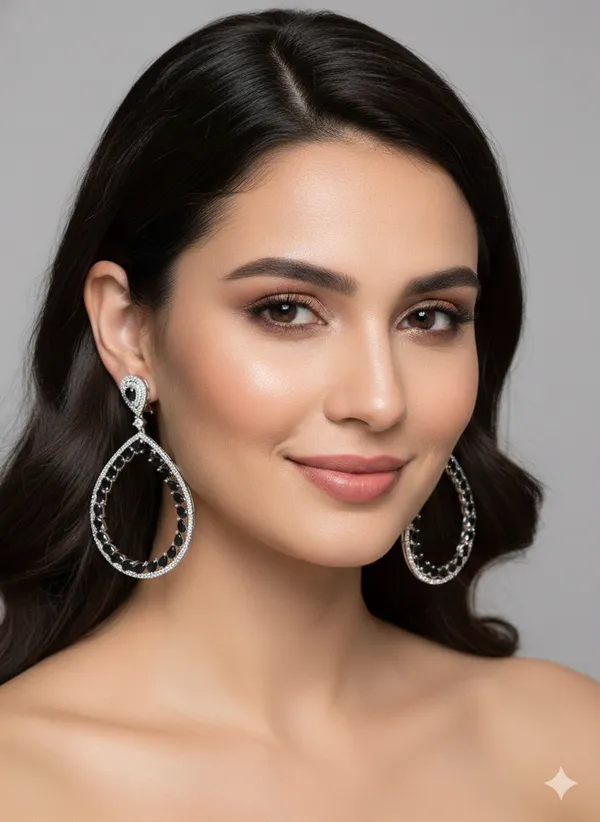 Black_Stone_Silver_Plating_Traditional_Cz_Earrings_For_Women
