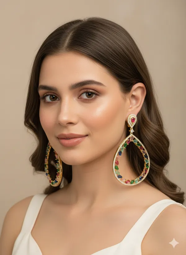 Multicolor_Stone_Golden_Plating_Traditional_Cz_Earrings_For_Women