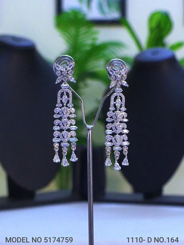 White_Stone_Silver_Plating_Traditional_Cz_Earrings_For_Women