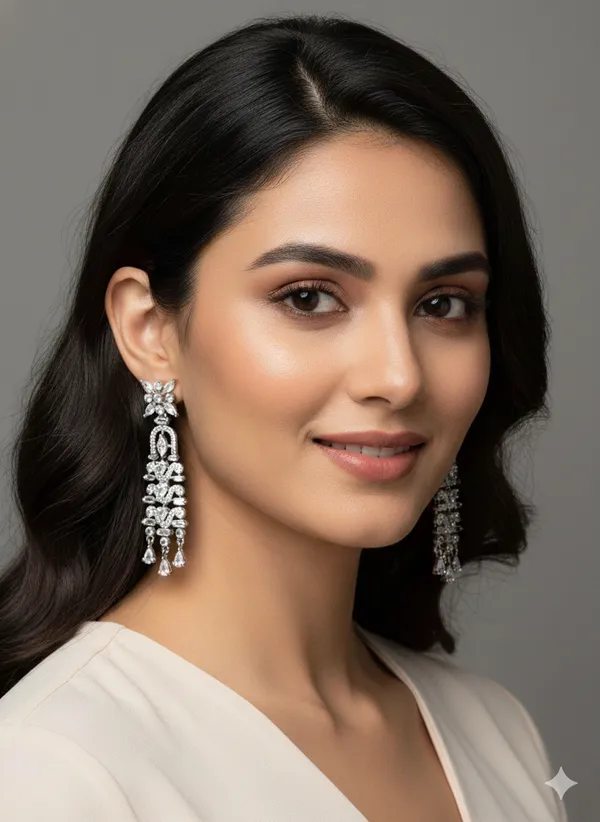 White_Stone_Silver_Plating_Traditional_Cz_Earrings_For_Women