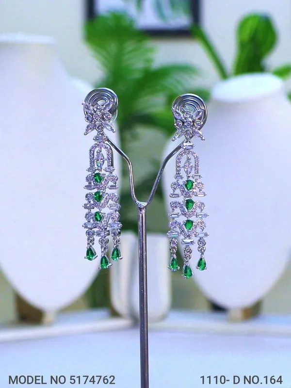 Green_Stone_Silver_Plating_Traditional_Cz_Earrings_For_Women