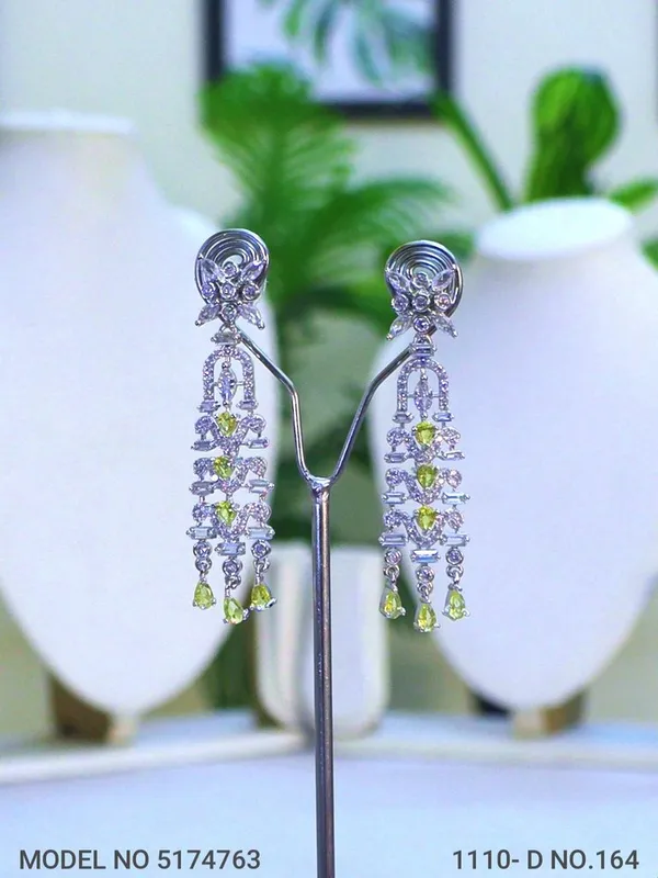 Yellow_Stone_Silver_Plating_Traditional_Cz_Earrings_For_Women