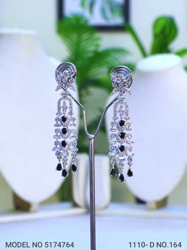 Black_Stone_Silver_Plating_Traditional_Cz_Earrings_For_Women