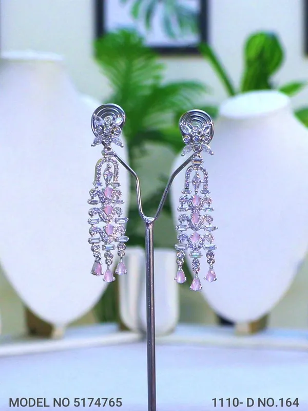 Pink_Stone_Silver_Plating_Traditional_Cz_Earrings_For_Women